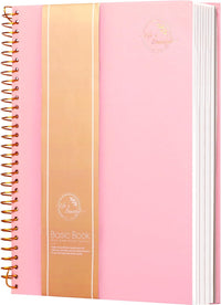 Hardcover Spiral Notebook,300 Pages College Ruled Notebooks,7” X 10”Large Spiral Journal,B5 Hard Cover Notebooks for Work Writing School,B5 Pink