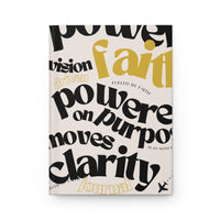 Hardcover Journal — Motivational Word Art Notebook (faith, purpose, clarity)